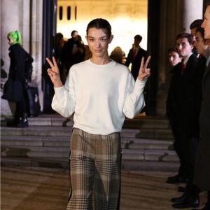 Maje Wide leg Pull on Plaid Pants